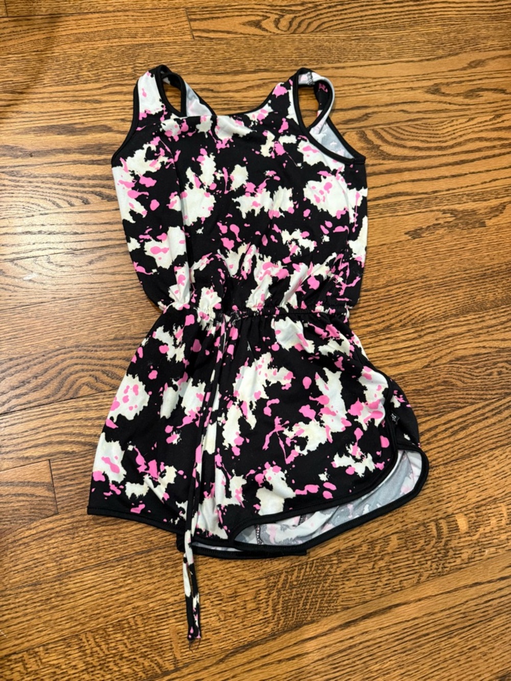 Girls' Sleeveless Black & Pink Splash Print Romper